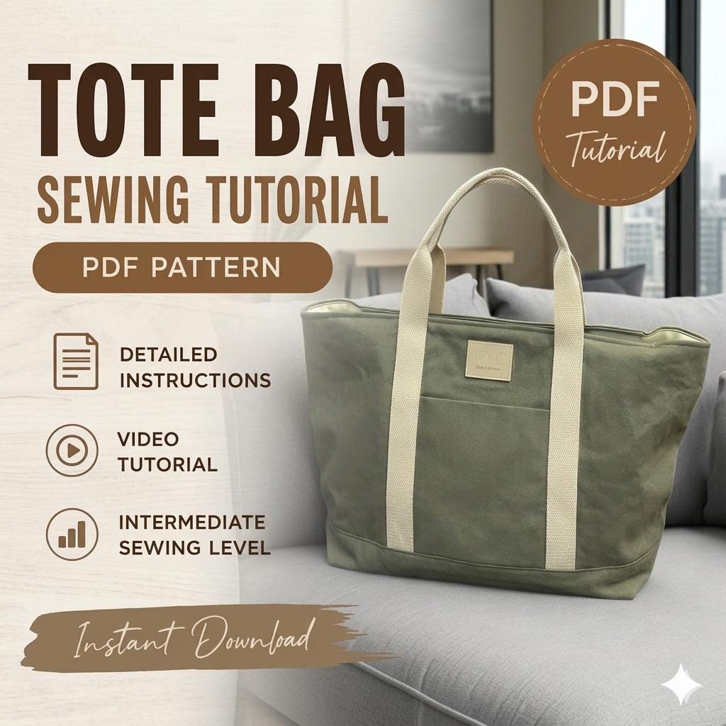 DIY Tote Bag Sewing Pattern | Confident Beginner PDF Tutorial | Easy ...