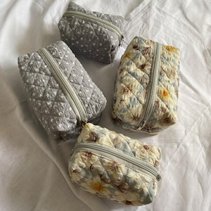 Cotton Makeup Bag with Waterproof Lining – Small, Medium, Pencil Case – Zipper Pouch for Travel, Toiletries, Gift for her