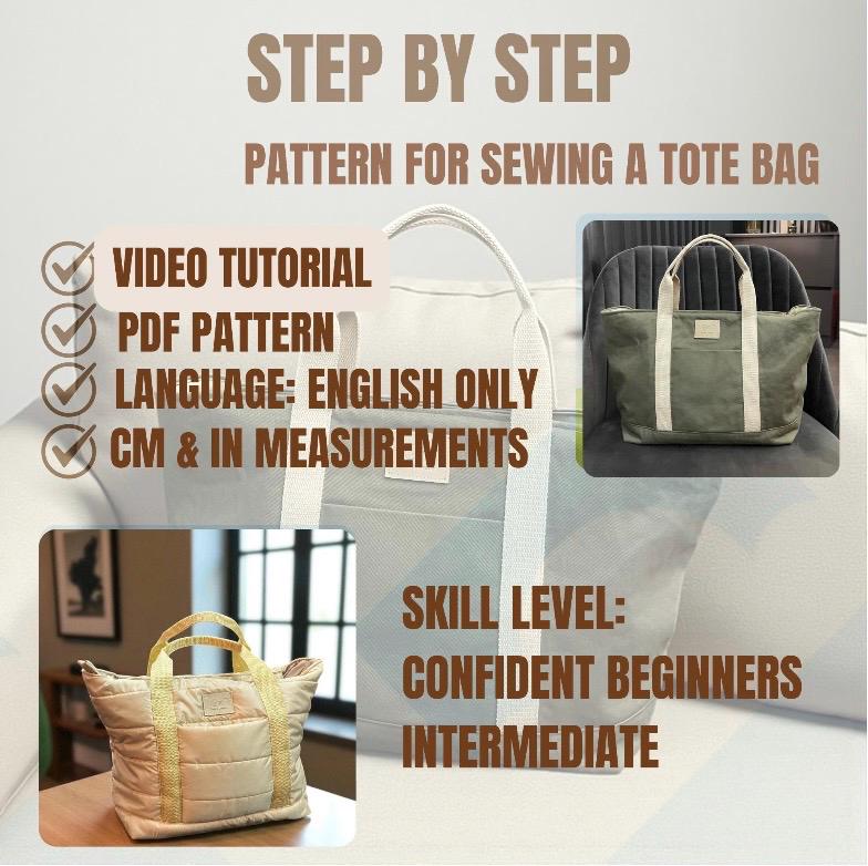 DIY Tote Bag Sewing Pattern | Confident Beginner PDF Tutorial | Easy ...