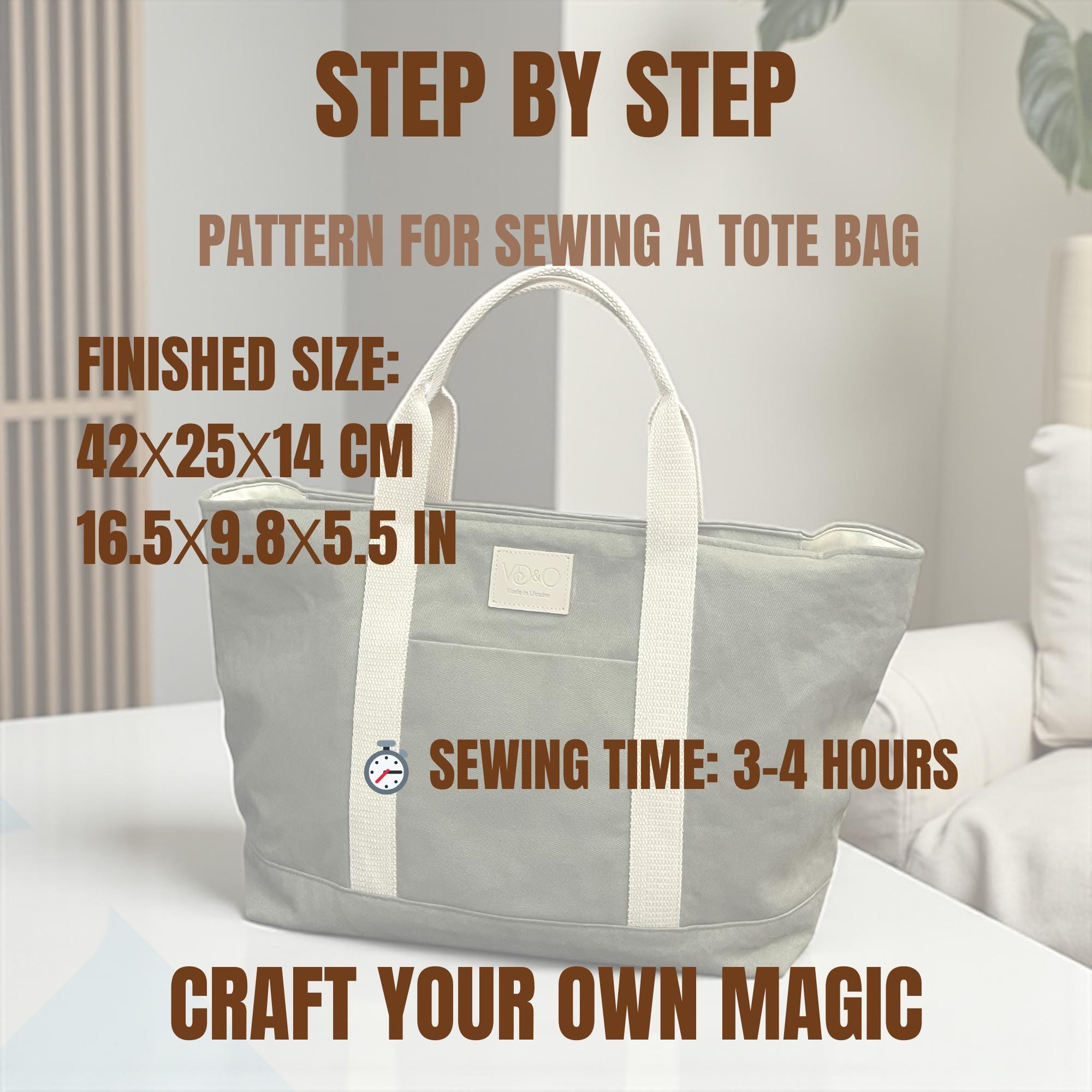 Tote Bag Sewing Tutorial PDF + Video | Quilted Fabric Tote Pattern ...