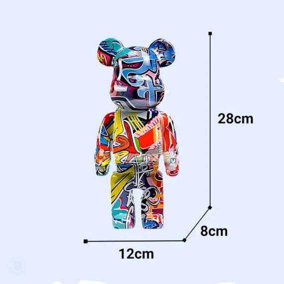 Decorative Bearbrick Bear Graffiti Statue | Modern Ornament for
