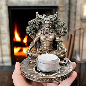 Decorative Cernunnos - Celtic Goddess Danu Statue | Bronze Tealight Candle Holder | Unique Pagan Altar Art & Spiritual Gift for Home Decor
