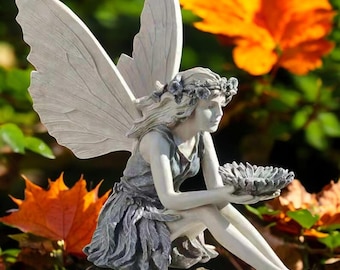 Statue Ange Résine Blanc – Figurine De Jardin, Cadeau Déco (neuf)