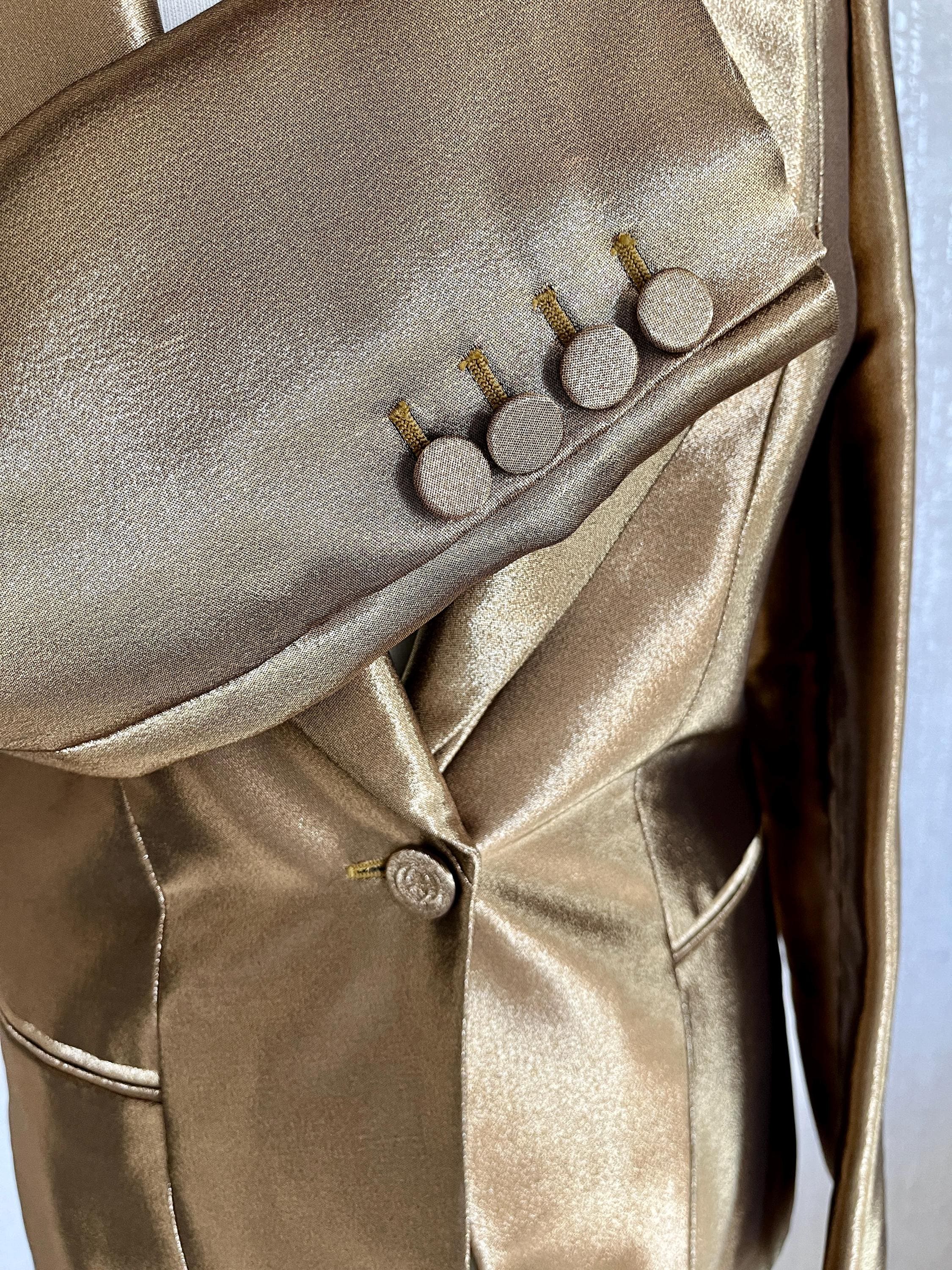 Vintage Runway Piece Gucci Metallic Gold Blazer Jacket With