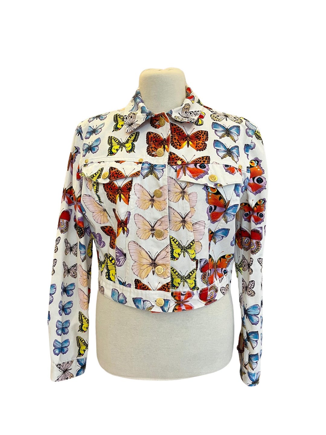 S/S 1995 Versace Jeans Couture Butterfly Print Jacket With Medusa
