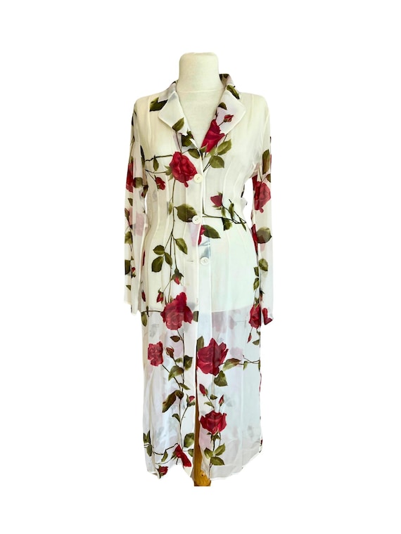 F/W 1996 Dolce and Gabbana Sheer Silk Roses Print Button Down Maxi Dress - Rare Vintage Collector's Item- - Etsy F/W 1996 Dolce and Gabbana Sheer Silk Roses Print Button Down Maxi Dress - Rare Vintage Collector's Item- - Etsy