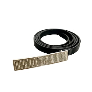 John Galliano Belt Black Leather JG Buckle Belt Size 26 27