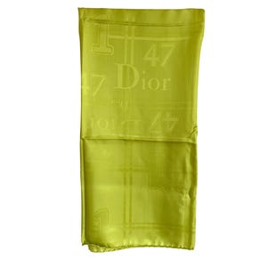 00s Vintage Christian Dior by John Galliano Pistachio Green Silk Scarf with Logos