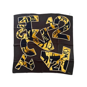 Vintage Christian Dior by John Galliano Square Silk Logo Scarf