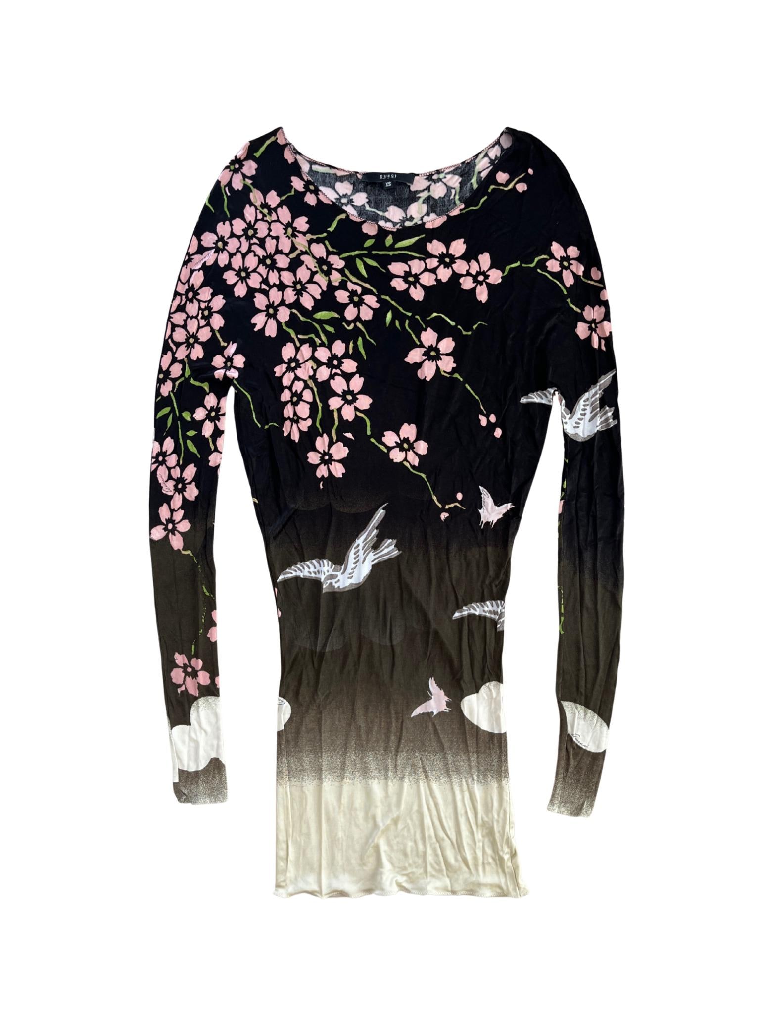 S/S 2003 Gucci by Tom Ford Cherry Blossom Dress as Seen on Carrie