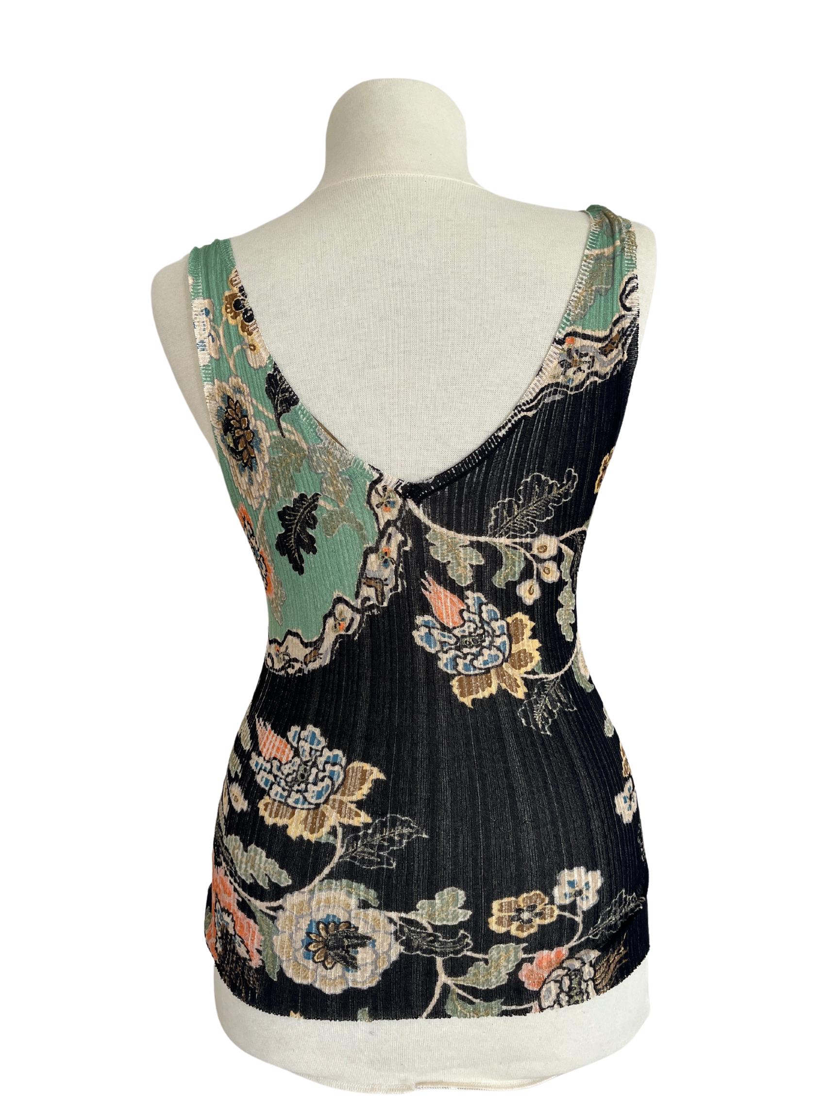 Vintage S/S 2003 Roberto Cavalli Chinoiserie Cheongsam Silk Knit