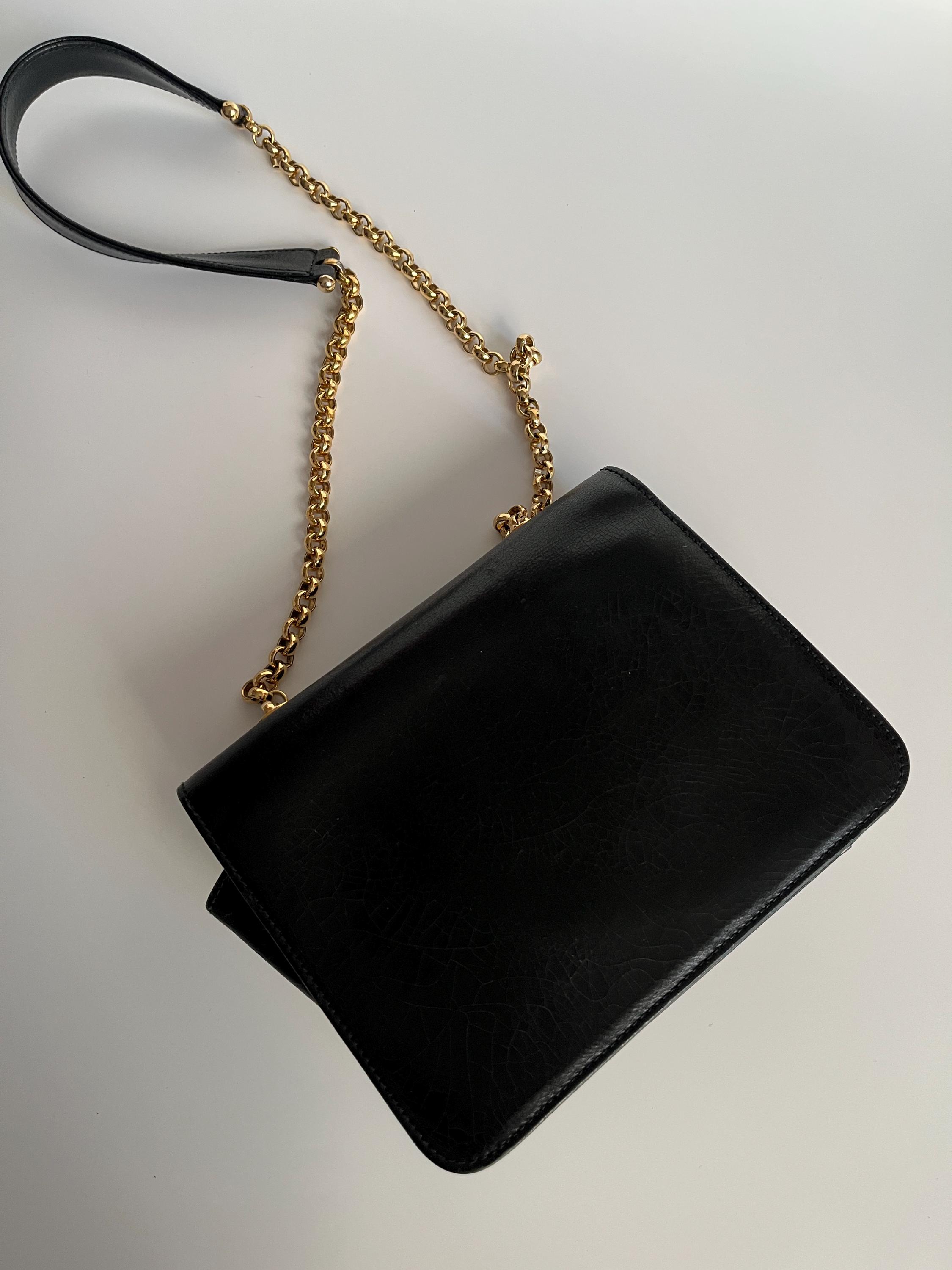 Rare 90s Vintage Chloe Gold Hardware Cracked Leather Chain