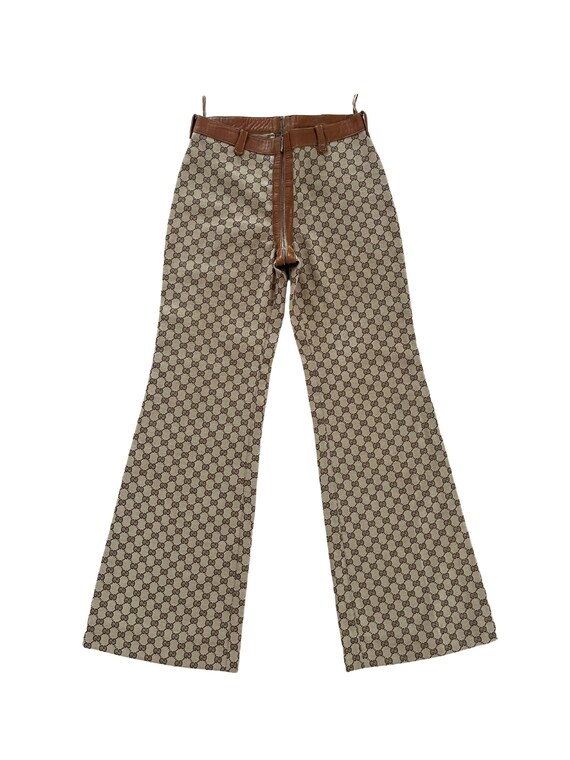 F/W 2000 Gucci by Tom Ford GG Monogram Zipper Flared Pants - Rare