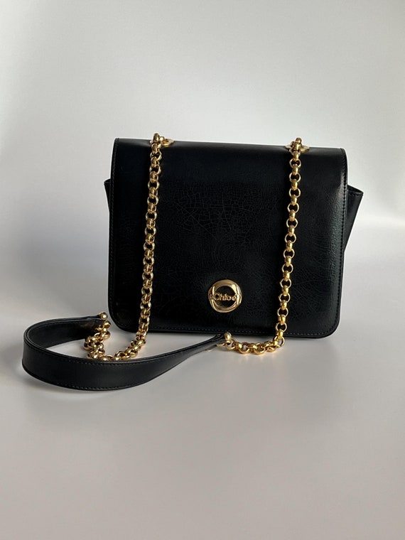 Rare 90s Vintage Chloe Gold Hardware Cracked Leather Chain  display picture 1