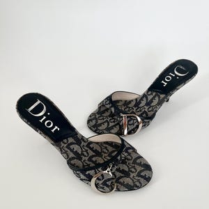 Rare 2000s Vintage Christian Dior by John Galliano Trotter Monogram C & D Charms Kitten Heels Size Eu 37