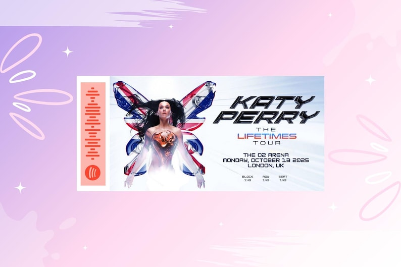 Katy Perry Lifetimes World Tour 2025 Customisable Souvenir Ticket