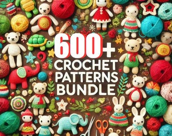 600+ Amigurumi Crochet Patterns Bundle Christmas Valentine Halloween Animal Food Anime Dinosaur Dragon Turtle Set Keychain Decor Easy PDF