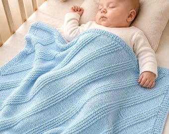 Corner to Corner Knit Blanket Pattern, Square Newborn Afghan PDF, Pastel Baby Nursery Throw, Easy Knitting Project