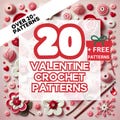 20 Valentines Day Crochet Pattern Bundle Amigurumi Plush Love Potion Heart Rose Flower Gnome Keychain Cat Bear Cupid Dog Bunny Easy Beginner