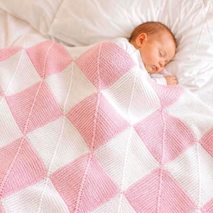 Patchwork Knit Baby Blanket Pattern, Knitted Squares Blanket PDF Square Motif Block Modular Knit Throw Boy Girl Gift Craft Diy