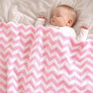 Stickmönster med Chevron-filt, Zig Zag Ripple DK-filt, Enkel randig PDF-filt för barnrum, V-formad, vågig pojke/flicka