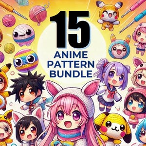 15 Anime Amigurumi PATTERN Bundle Crochet Fire Demon Face Ditto Studio Soot Sprite Neighbour Witch Delivery Cat Movie Plushie Black Toy Doll