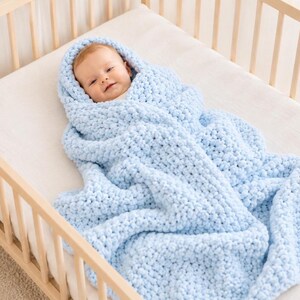 Chunky Baby Blanket Pattern, Loop Yarn Baby Blanket PDF, Finger Knit Baby Blanket, No Hook Blanket Pattern, Newborn Baby Shower Gift