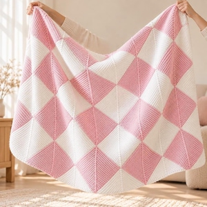 Baby Blanket Knitting Pattern PDF, Garter Stitch Patchwork Afghan, Knitted Square Modular Toddler Quilt Style Knit, Heirloom Nursery Gift