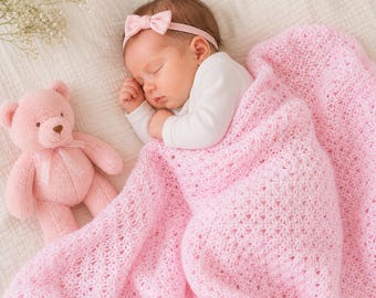 Beginner Crochet Baby Blanket Pattern, Easy Lace Afghan PDF, V Stitch, Baby Girl, Newborn Blanket, Instant Download, US Terms