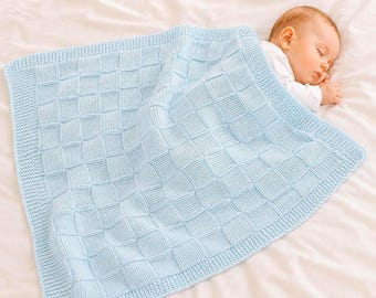 Baby Basketweave Blanket Knitting Pattern Pdf | Instant Download | Baby Shower Gift Toddler Nursery DK Weight Boy Girl | US & UK Terms