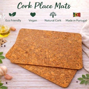 4X Natural Rectangle Cork Place Mats Table Mats 40CM X 30CM Eco Friendly Vegan Premium Quality.