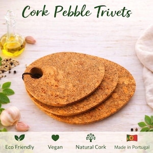 Natural Cork Trivet Hot Pads Eco Friendly Vegan Premium Quality Hot Pot Holders. Hot Plate Pads Hot Dish Holders