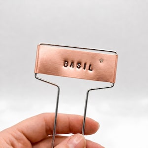 Hand Stamped Copper Plant Marker, Custom Herb Tag, Personalized Garden Label, Minimal Plant Gift for Plant Lovers
