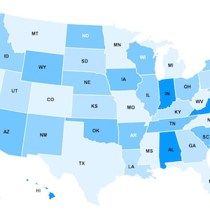 Mapa editável dos Estados Unidos W. Abreviações de estados | Modelo de PowerPoint