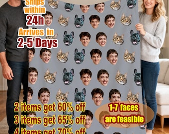 Personalized Face Blankets for Couch, Custom Funny Pet Face Blanket Using Photos, Custom Dog Picture Blankets, Customized Dog Mom Blankets