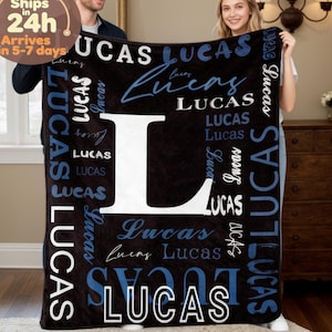 Personalisierte Namensdecke für Erwachsene, individuelle King-Size-Decke mit Namen für die Couch, individuelle Fleece-Initialendecke mit Namen