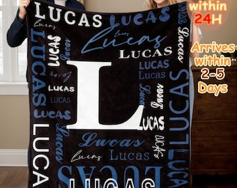 Personalized Name Blankets for Adults, Customized King Size Name Blanket for Couch, Custom Fleece Initials Blanket with Name, Easter Gifts