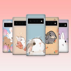 Rabbit Kawaii Phone Case Cute Bunny Cover – Fits Google Pixel 9, 9Pro, 9A, 8A, 8Pro, 7A, 7, 6A, iPhone 16, 15, 14, 13, Samsung S25, S24, A16