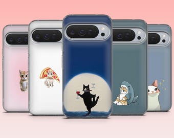 Adorable Kitty Phone Case Funny Cat Cover – Fits Google Pixel 10, 10Pro, 9A, 8A, 8Pro, 7A, 7, iPhone 17, 16, 15, 14, Samsung S25Fe, S24, A16