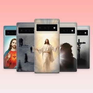 Jesus Christ Phone Case Religious Cover – Fits Google Pixel 9, 9Pro, 9A, 8A, 8Pro, 7A, 7, 6A, iPhone 16, 15, 14, 13, Samsung S25, S24, A16