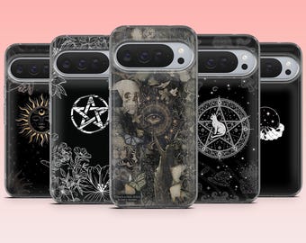 Black Witchy Phone Case Spiritual Cover – Fits Google Pixel 11, 10Pro, 9, 9Pro, 9A, 8A, 7, 6A, iPhone 18Pro, 17, 16, Samsung S26, A56, A16