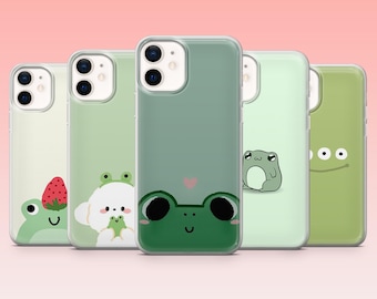 Cute Frog Phone Case Kawaii Green Cover – Fits iPhone 17, 17e, 16, 15, 14, 13, 12, Samsung S26, S26Ultra, S25, A16, A56 | Pixel 10A, 10Pro