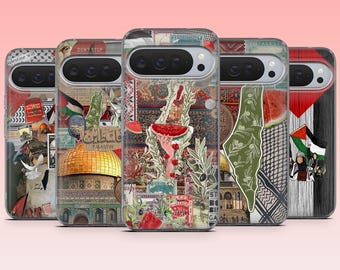 Falasteen Phone Case Scrapbook Palestine Cover – Fits Google Pixel 10, 10Pro, 9, 9Pro, 9A, 8A, 7, 6A, iPhone 17, 16, 15, 14, Samsung S25Fe
