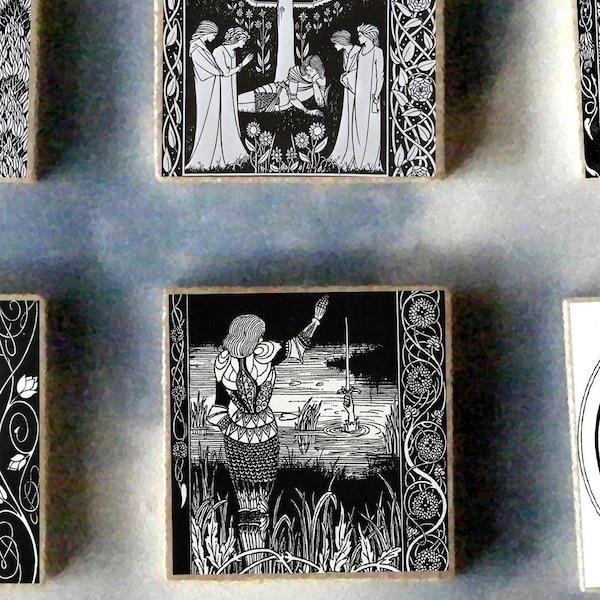 Aubrey Beardsley Art - Arthurian Legende Holzmagnet Set von 6