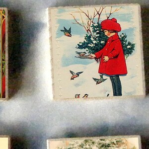 SET of 6 Christmas CHILD boy girl wood art Magnet Gift set -  tree yule presents fairy santa xmas angel Christmas