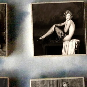 SET of 6 ZIEGFELD FOLLIES wood art Magnet Gift set -  photographs pin up girl Victorian dance hall