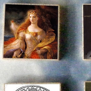 SET of 6 Queen ELEANOR of AQUITAINE wood art Magnet Gift set -  Plantagenet henry ii saint thomas becket