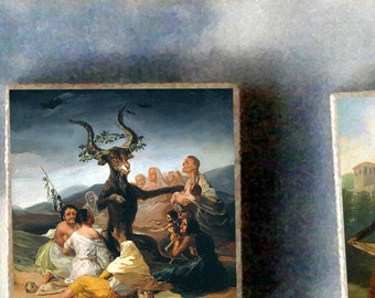 SET of 6 Francisco GOYA wood art Magnet Gift set -  printmaker old master
