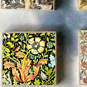 SET of 6 William MORRIS wood art Magnet Gift set -