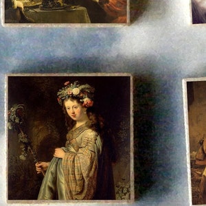 REMBRANDT wood art Magnet Gift set -  OLD MASTER self portrait danae